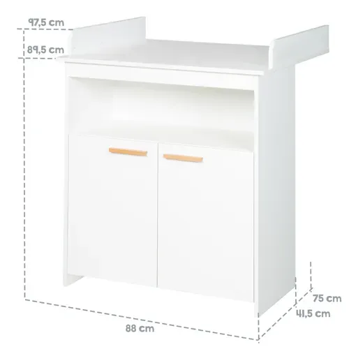 Chambre Bébé Complète Anton - Lit Évolutif 70 X 140 + Commode à Langer + Armoire 3 Portes - Blanc
