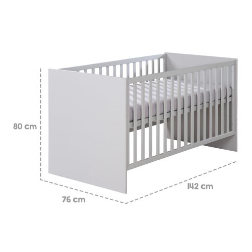 Lit Bébé évolutif Lea En Bois - Convertible En Lit Junior - Hauteur Réglable - Gris Clair