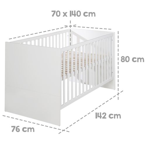 Lit Bébé évolutif Lilo - Hauteur Réglable - 70x140cm - Blanc