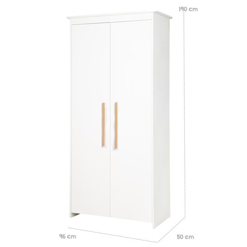 Armoire Bébé à 2 Portes Avec Penderie - Blanc Mat - Lilo