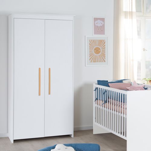 Armoire Bébé à 2 Portes Avec Penderie - Blanc Mat - Lilo