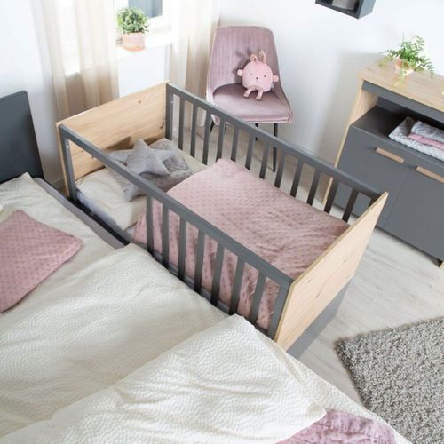 Ensemble 3 Pièces Chambre Bébé - Lit 60x120 Cm, Commode à Langer, Armoire 2 Portes