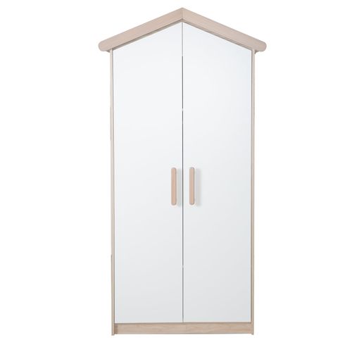 Armoire Bébé 2 Portes à Fermeture Douce Blanc Et Chêne - Cabane