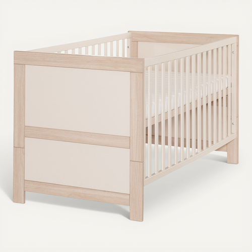 Lit évolutif 70x140 Convertible En Lit Junior - 3 Hauteurs - Bois Mélaminé Beige Et Chêne - Momo