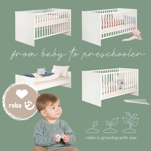 Lit évolutif 70x140 Convertible En Lit Junior - 3 Hauteurs - Bois Mélaminé Beige Et Chêne - Momo
