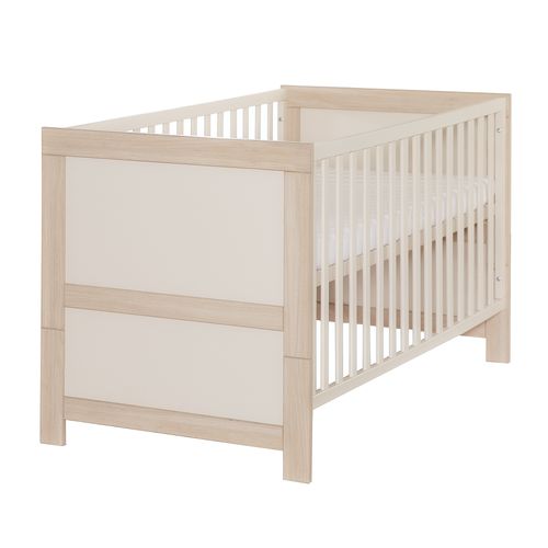 Chambre Bébé Complète - Armoire + Lit évolutif 70x140 + Commode À Langer - Beige Et Chêne - Momo