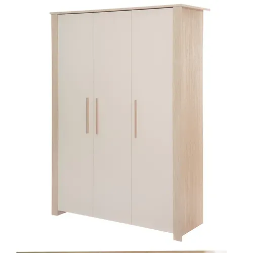 Chambre Bébé Complète - Armoire + Lit évolutif 70x140 + Commode À Langer - Beige Et Chêne - Momo