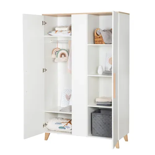 Armoire Enfant Leon 2,5 Portes – Blanc / Chêne Clair