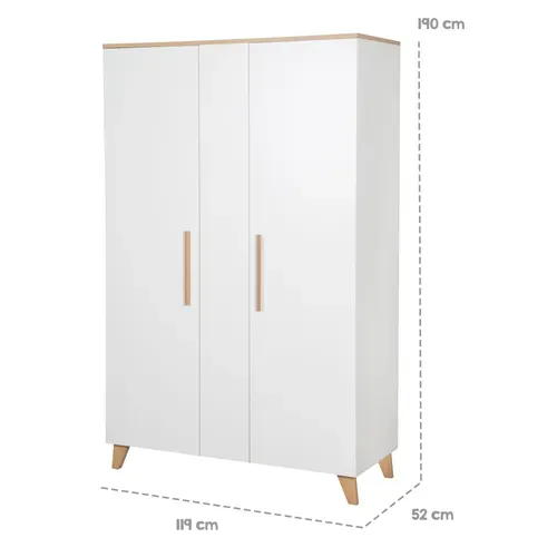 Armoire Enfant Leon 2,5 Portes – Blanc / Chêne Clair