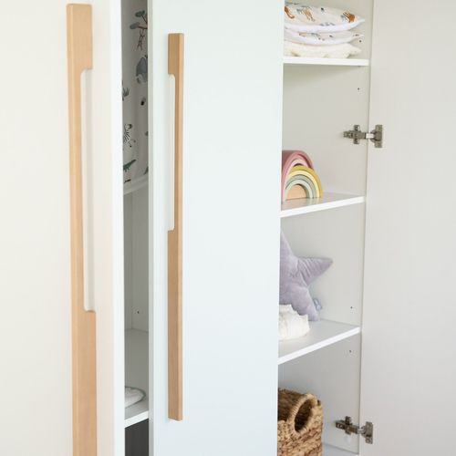 Armoire Enfant 3 Portes - Fermeture Douce - Blanc Et Chêne - Lumo