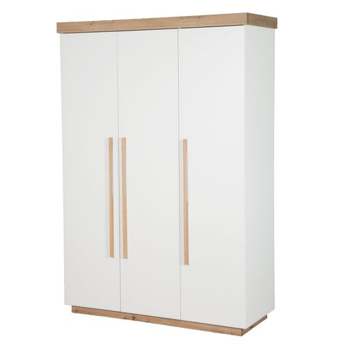 Armoire Enfant 3 Portes - Fermeture Douce - Blanc Et Chêne - Lumo