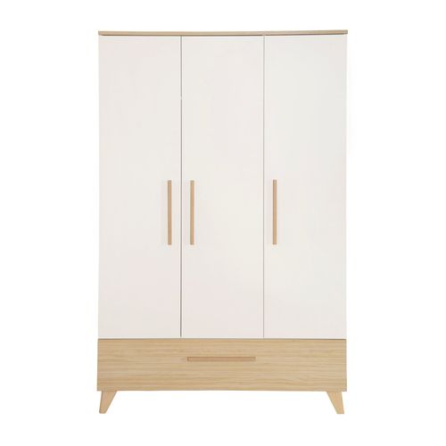 Armoire Enfant 'Theo' 3 Portes - Fraisages De Haute Qualité - Blanc / Chêne
