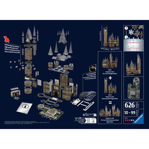 Puzzle 3d Château De Poudlard Illuminé La Tour D'astronomie / Harry Potter