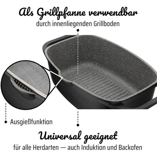 Cocotte 6 L Gourmet Granit - Induction, Couvercle Aroma, Revêtement Sans Pfas