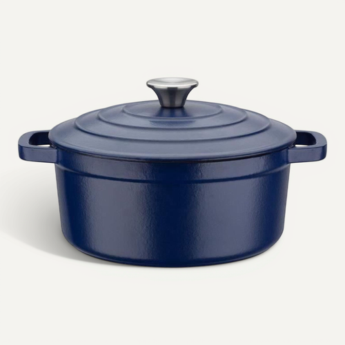 Marmite Ronde Émaillée 20 Cm - Fonte 2,2 L, Induction, Intérieur Blanc