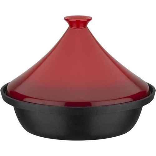 Tajine En Fonte 30x22 Cm Avec Couvercle Céramique – Induction, Rouge