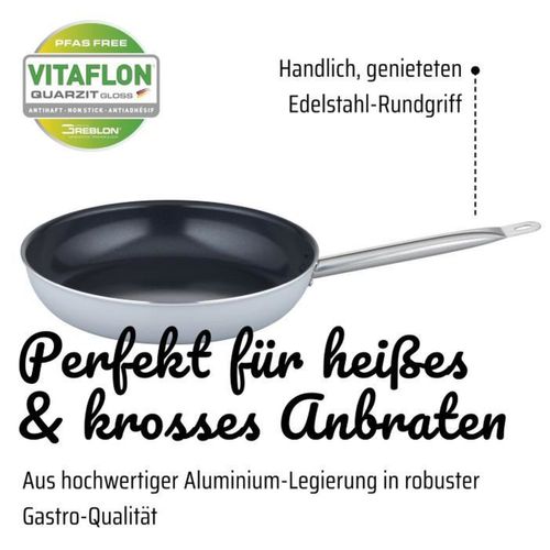 Poêle Professionnelle 28 Cm — Aluminium Forgé, Induction, Revêtement Vitaflon Quarzit