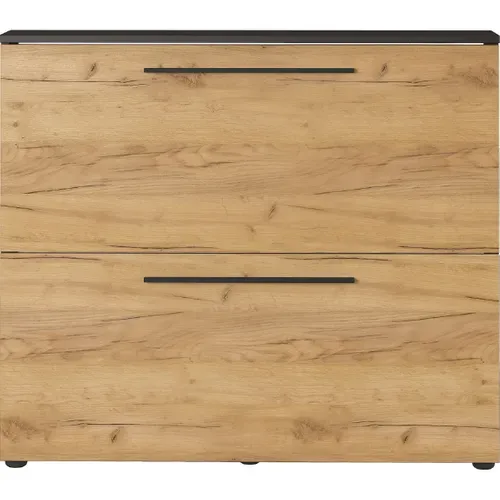 Meuble à Chaussures Mural Gris Et Chêne 2 Portes Nava