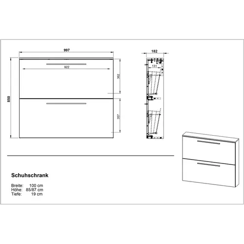 Meuble à Chaussures Mural Gris Et Chêne 2 Portes Nava