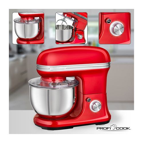 Robot Pétrin Multifonction 1200w Vintage  PC-km 1197 Rouge