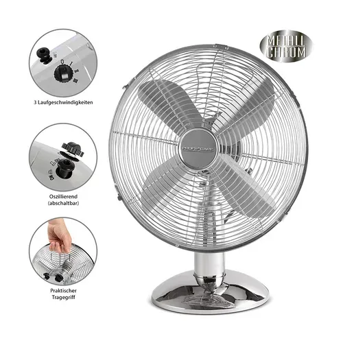 Ventilateur De Table Design Inox 25 Cm  PC-vl 3062 M