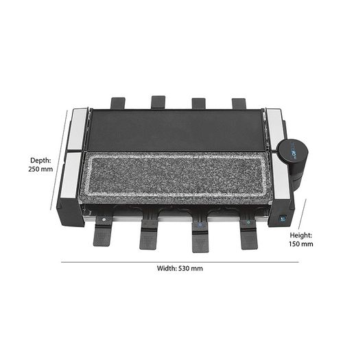 Raclette Gril Avec Pierre Chaude 8 Personnes  Rg 3678 Noir