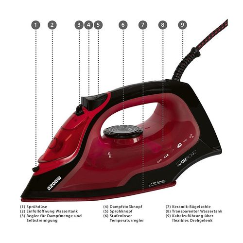 Fer à Repasser Vapeur Avec 7 Fonctions 2200w  dB 3752 Noir/rouge