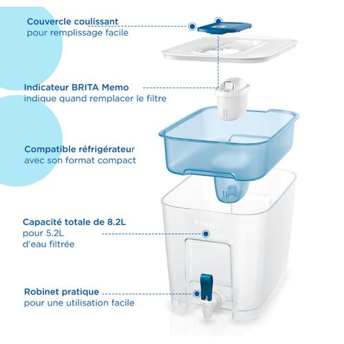 Fontaine à eau filtrante 8.2l Flow  Basic Blue - 1 Filtre à Eau Maxtra Pro All-in-1 - 1051126