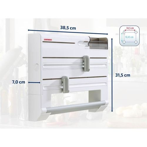 Dévidoir Mural Parat Plus – 3 Rouleaux, 6 Compartiments, Cutter Intégré