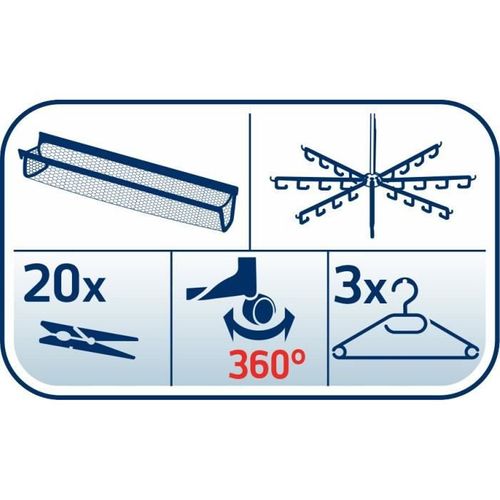 Séchoir à Linge 450 Deluxe 81464, Étendoir à Linge Avec 45m D'étendage Et Accessoires