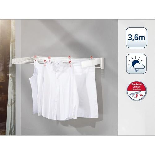 Séchoir Mural Telegant 36 Protect Plus 83201, 5 Barres De 72cm, Matériau Inoxydable, Blanc