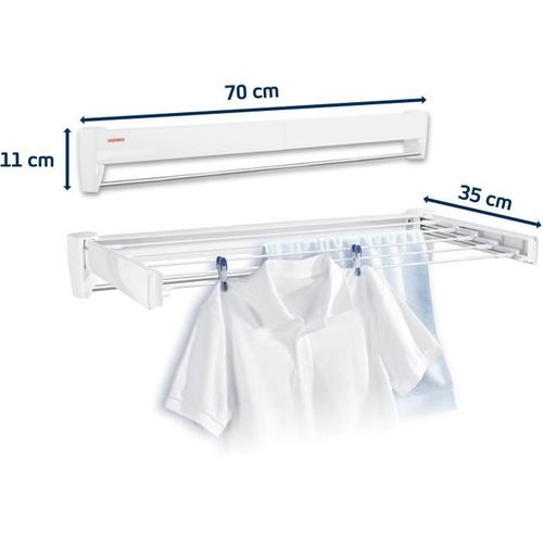 Séchoir Mural Telegant 36 Protect Plus 83201, 5 Barres De 72cm, Matériau Inoxydable, Blanc