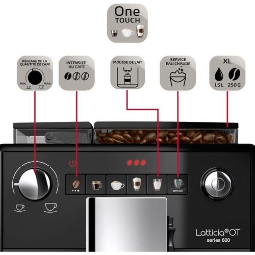 Expresso Avec Broyeur Latticia One Touch F300-100 - 1,5 L - 1450 W - Noir Mat