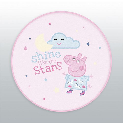 Tapis Enfant Herding Peppa Pig - Diamètre 90 Cm, Face 100% Polyamide, Dos Latex, Doux Et Antidérapant