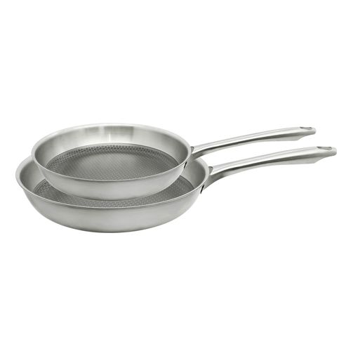 Set De 2 Poêles 24 Et 28 Cm En Acier Inoxydable Et Revêtement Sans Pfas