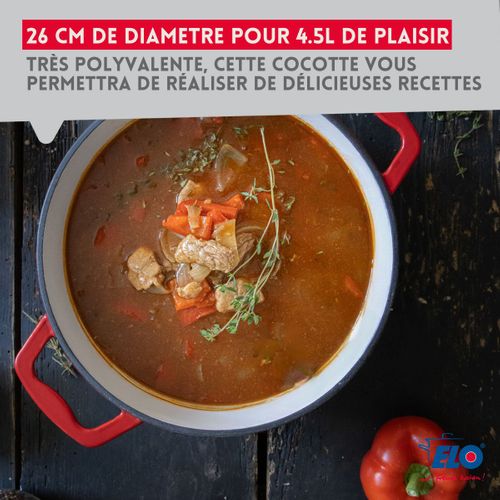 Cocotte 26 Cm En Fonte émaillée Gris Classique 4.5 L Elo