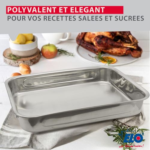 Plat Four En Inox Rectangulaire 32,5 X 24 X 6 Cm Elo Edition Red