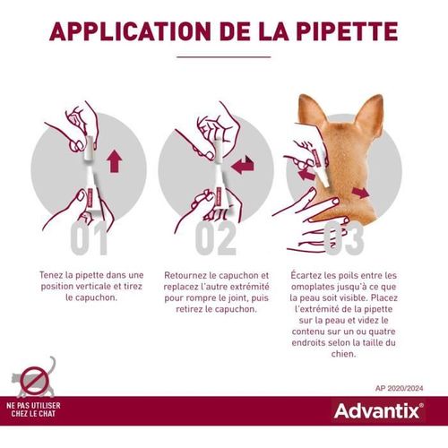 Advantix Chien Solution Antiparasitaire Petite Race 4 à 10kg 6 Pipettes