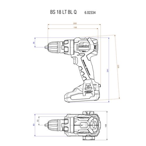 Perceuse-visseuse 18v Bs 18 Lt Bl Q (sans Batterie Ni Chargeur) + Coffret Metabox - Metabo - 6023348