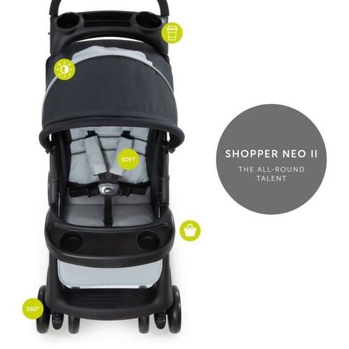 Poussette Compacte - Shopper Neo Ii - 4 Roues - Caviar / Silver