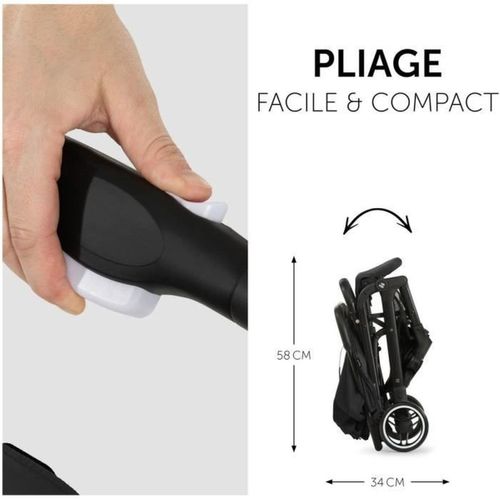 Poussette Compacte - Travel N Care - 4 Roues - Pliage à 1 Main - Noir