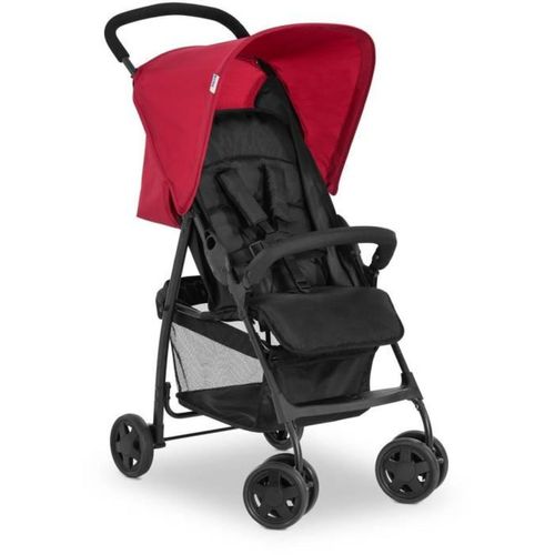 Poussette Canne - Sport - Pliable Et Inclinable - Capote Pare-soleil - 4 Roues - Noir / Rouge