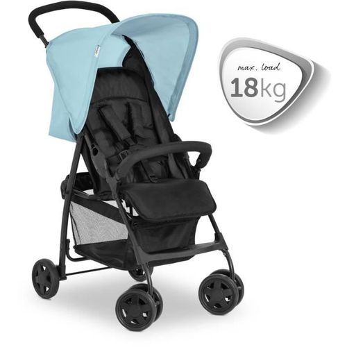 Poussette Canne - Sport - Pliable Et Inclinable - Capote Pare-soleil - 4 Roues - Noir / Bleu