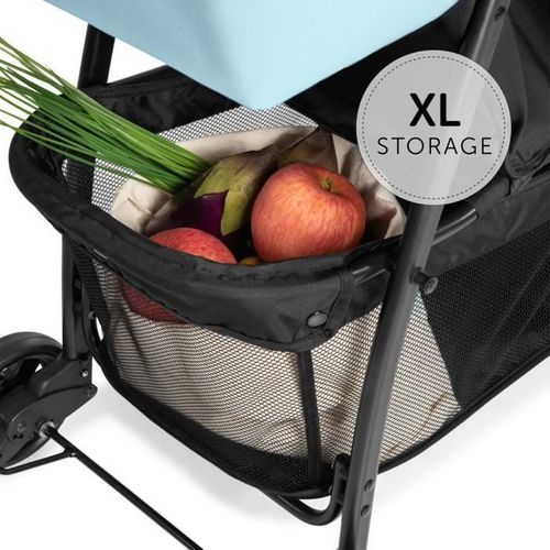 Poussette Canne - Sport - Pliable Et Inclinable - Capote Pare-soleil - 4 Roues - Noir / Bleu