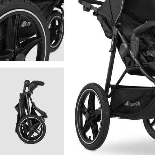 Poussette Tout Terrain - Runner 2 - 3 Roues - Pliage à 1 Main - Noir