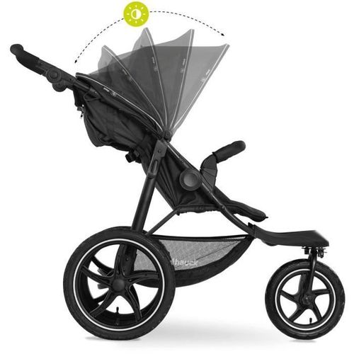 Poussette Tout Terrain - Runner 2 - 3 Roues - Pliage à 1 Main - Noir