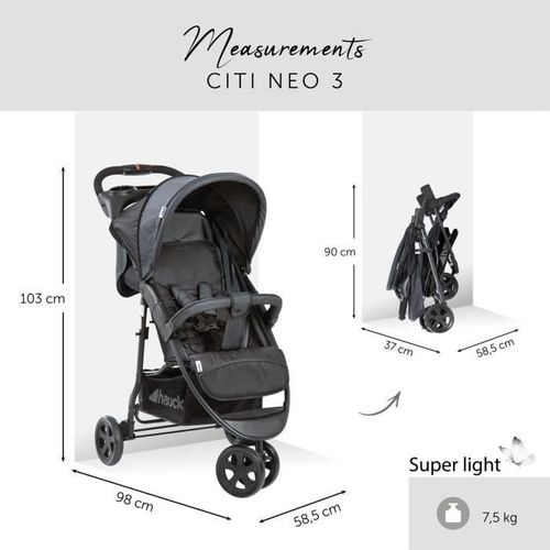 Poussette Compacte - Citi Neo Ii - 3 Roues - Caviar / Stone