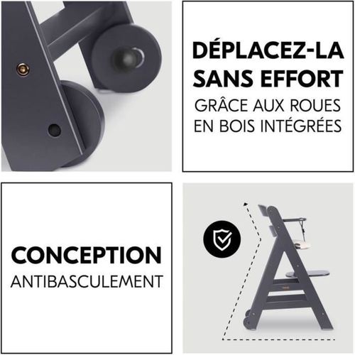 Chaise Haute Évolutive Beta+ En Hêtre Fsc, Gris Foncé, Harnais 5 Points