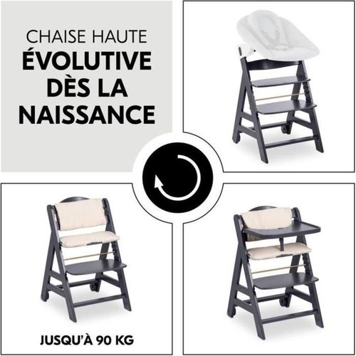 Chaise Haute Évolutive Beta+ En Hêtre Fsc, Gris Foncé, Harnais 5 Points