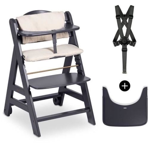 Chaise Haute Évolutive Beta+ En Hêtre Fsc, Gris Foncé, Harnais 5 Points